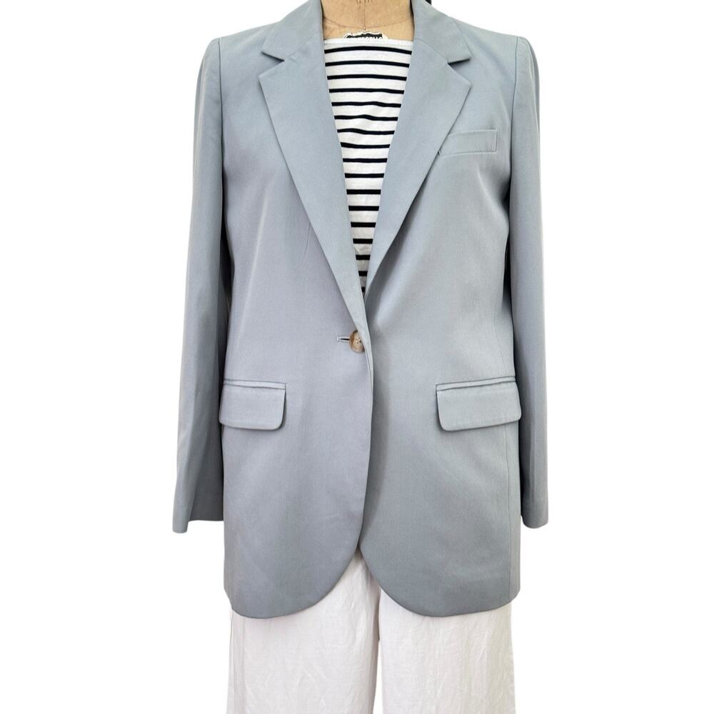 Madewell The Larsen Blazer Coat Drapeweave Oversize Twill Slate Blue size Medium